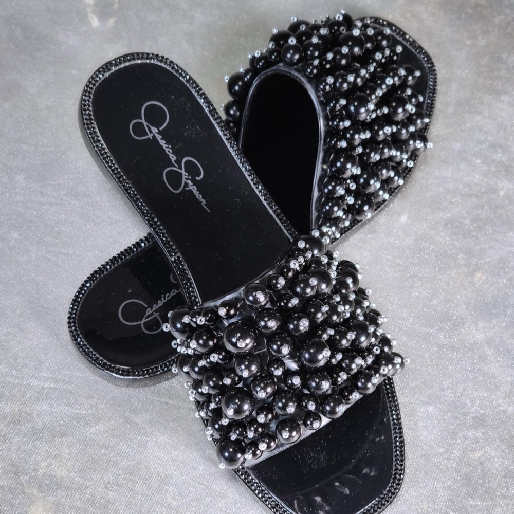 NWT JESSICA SIMPSON KASSIME 2 OPEN TOE RHINESTONE JELLY SANDALS - 7